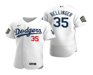 Men Los Angeles Dodgers 35 Cody Bellinger White 2020 World Series Authentic Flex Nike Jersey